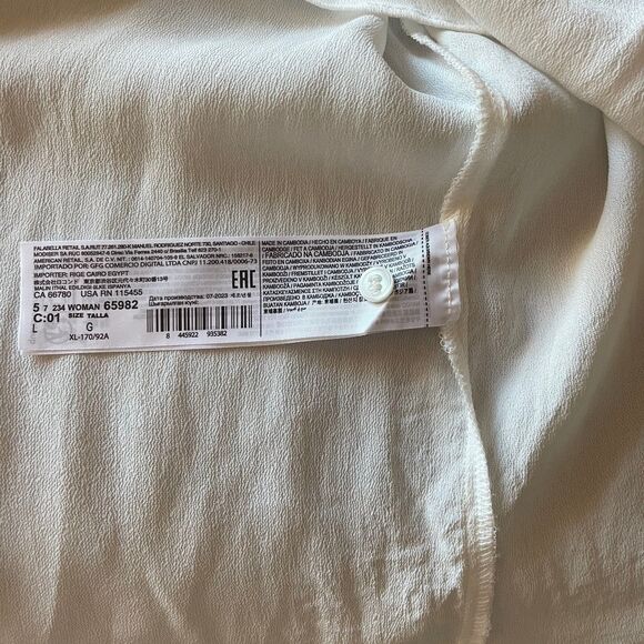 Mango White Button Down Shirt with Tie Neck, size 8 - Picture 6 of 12